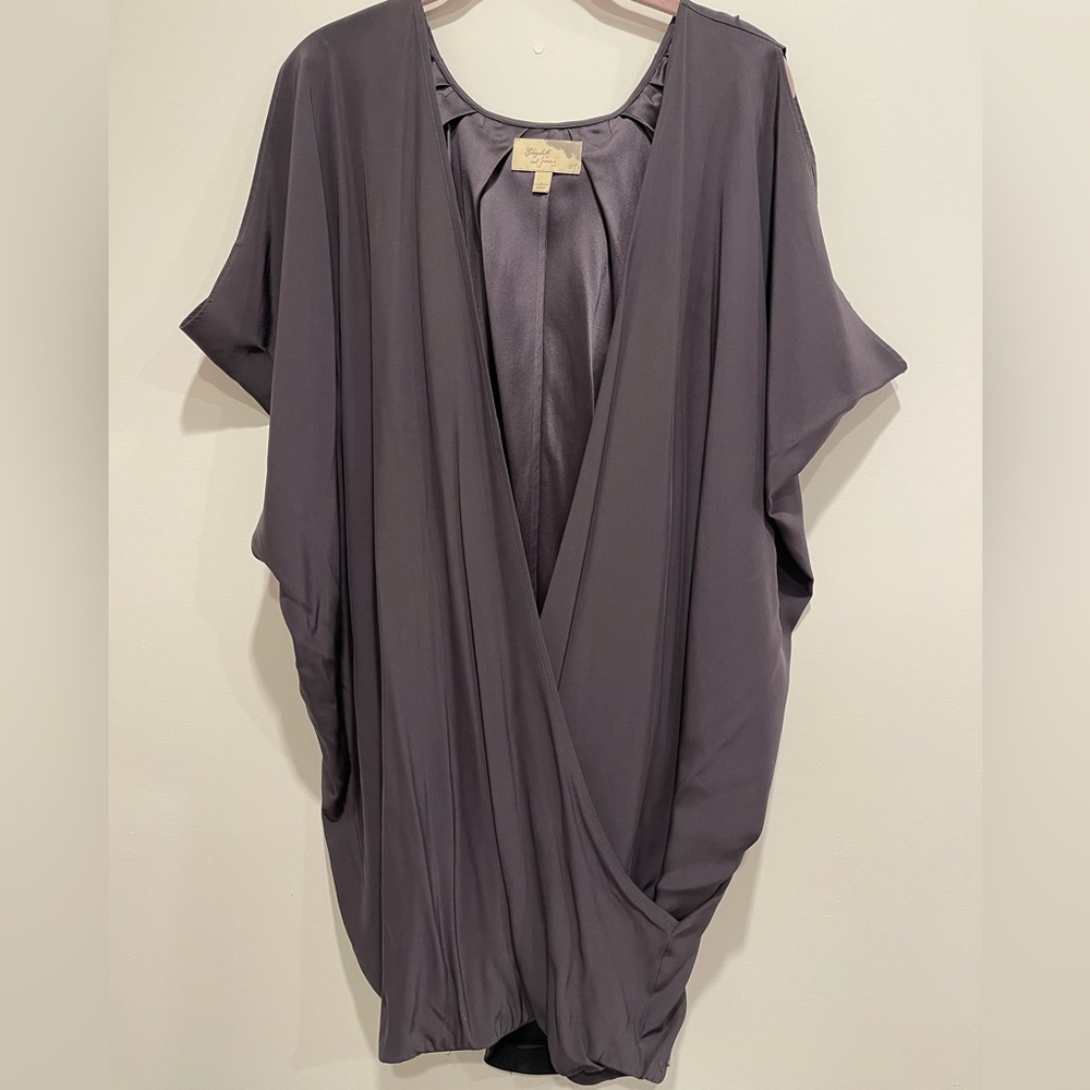 EUC Elizabeth and James Charcoal 100% Silk Tunic Minidress